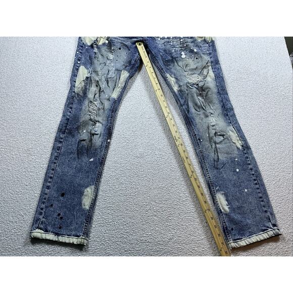 Another Hype Piece AHP Ripped Skinny Distressed Jeans Paint Splatter Mens 36x32 - Picture 4 of 12